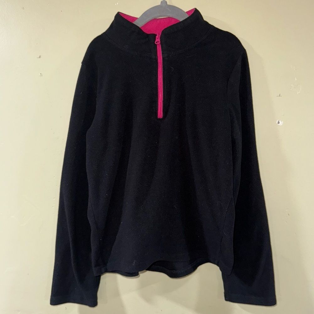 Jumping Beans size 7 Black and Pink Fleece quarter zip Pullover